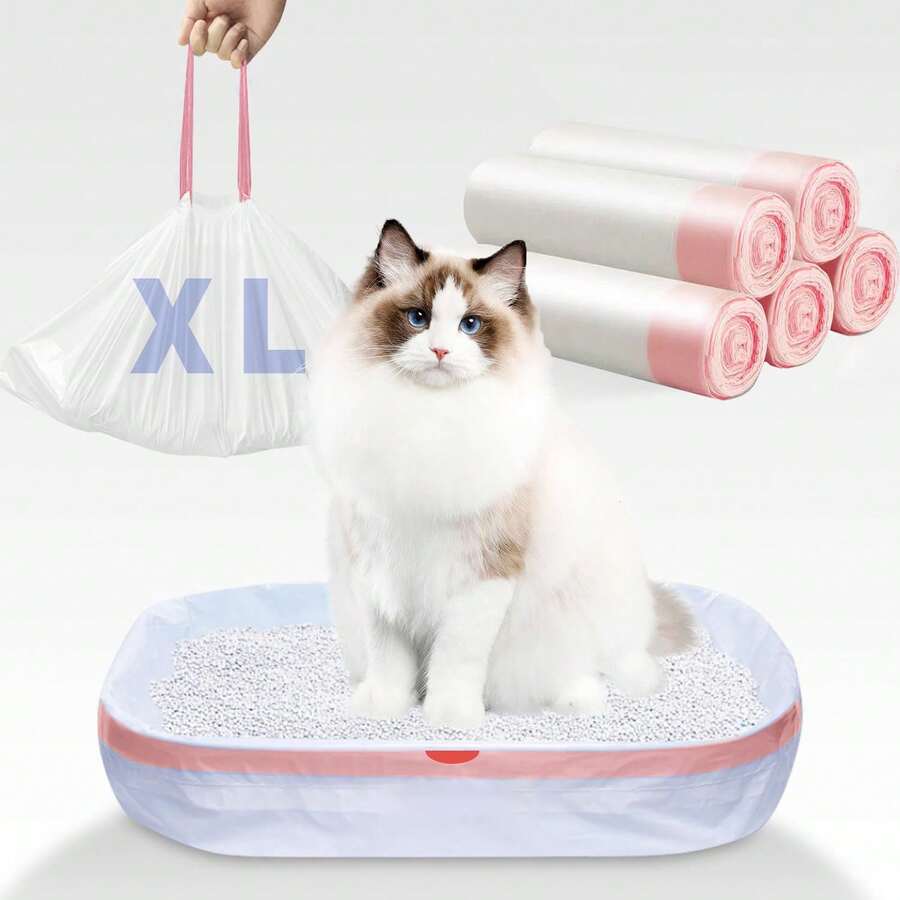1pc HDPE New Material Cat Litter/Dog Waste Bag, Scoop-Free Disposable Thick Trash Bags, Large Size Roll Delivery - White - View 1