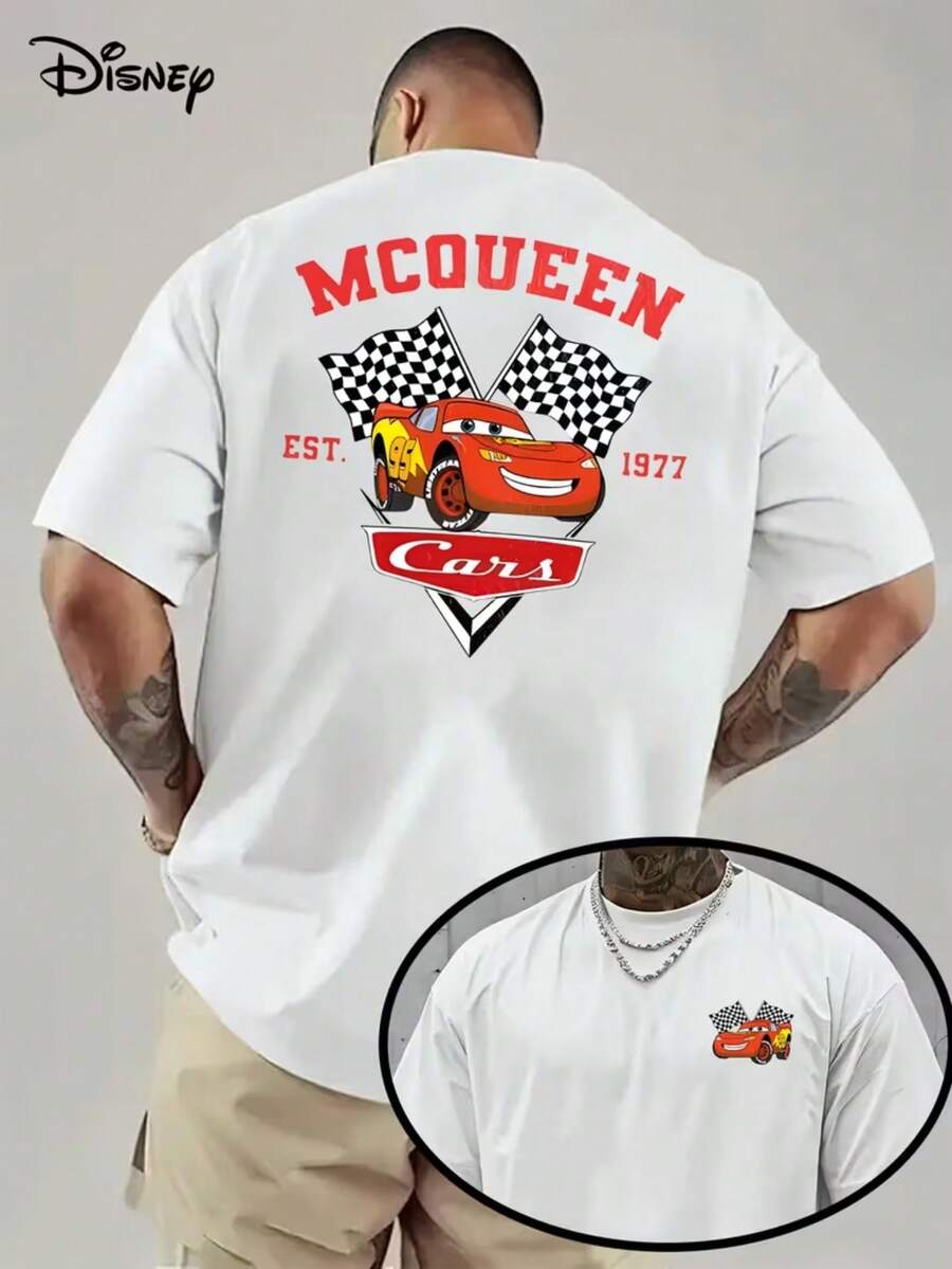Genuine Authorization 1 Disney Car Lightning McQueen Short Sleeve, Disney Pixar Car Role, Fashion Cartoon T-Shirt Short Sleeve Design, Disney Cartoon Short Sleeve, Disney Men's Short Sleeve. - 白色 - 查看 1