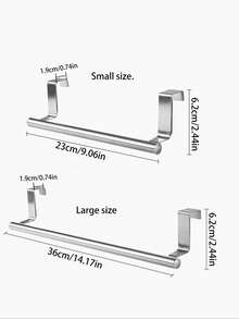 1pc Stainless Steel Towel Bar, Bathroom Door Mounted Towel Rack, Bathroom Accessories, No Drill Cabinet Door Mounted Cloth Towel Holder, Single Bar Cabinet Door Mounted Towel Rack - Multicolor - View 5