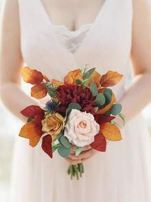profumo da sposa per sposa e damigelle, rose artificiali bianche e bordeaux, profumo per matrimonio rustico in chiesa o boho, o centrotavola decorativi, profumo da lancio per decorazione di matrimonio in chiesa rustica - Multicolore - Visualizzare 3
