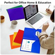 12-Pack Plastic Folders With Pockets, 8.5 X 11 Inch Letter Size Poly Folders With 2 Pockets, Plastic Pocket Folders For Schoolsss, Home, Office (Blue) - Màu xanh da trời - Xem 8