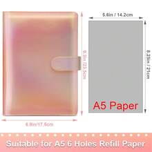 A5 6 Ring Refillable Binder, PU Leather Budget Planner Organizer, Magnetic Closure - Perfect For Daily Planning & Finance, Fits A5 Loose Leaf Paper, Laser Rose Gold - LaserRoseGold - View 4