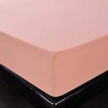1pc Excellent TPU Waterproof Fitted Sheet, Simple TPU Polyester Fiber, Rectangular, Waterproof, Anti-Slip, Single Piece Bedsheet, Suitable For All Seasons - Watermelon Pink - View 2