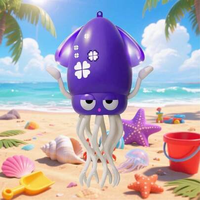 踊るタコ 自動障害物回避 イカ おもちゃ 動くイカ型電動おもちゃ LEDライト＆音楽付き8本足アクション USB充電式 知育ロボット (パープル)