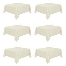 Fitable 6 Pack Square Tablecloths - 70 X 70 Inches - Stain Resistant And Reusable Table Clothes, Ivory Polyester Fabric Table Covers For Dining, Card Tables, Coffee Tables - Ivory70x70In - View 1