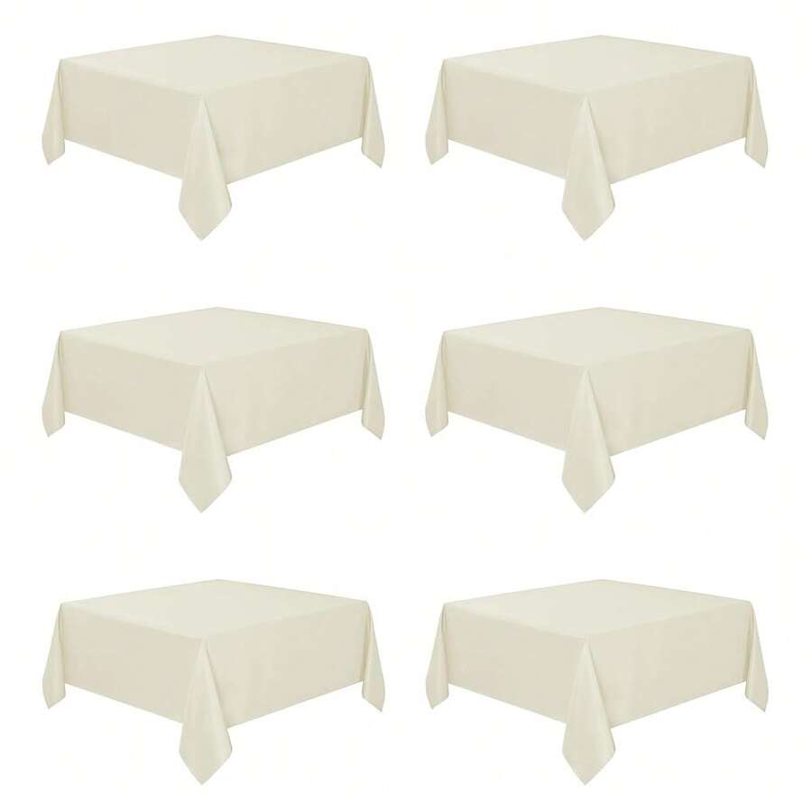 Fitable 6 Pack Square Tablecloths - 70 X 70 Inches - Stain Resistant And Reusable Table Clothes, Ivory Polyester Fabric Table Covers For Dining, Card Tables, Coffee Tables - Ivory70x70In - View 1