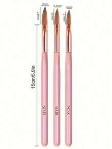 3pcs Pink Acrylic Nail Brushes - Size 8/10/14, Kolinsky Brushes For Acrylic Application, Ideal For Nail Extension And 3D Carving, Odorless, Gift, Travel, Date - Multicolor - View 8