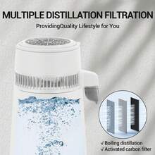 Destilador de agua – Filtro purificador de agua pura de 4 l, 1.05 galones, fabricante de agua destilada de 750 W, destilador interior de acero inoxidable, máquina de fabricación de agua para encimera - Blanco - Ver 4