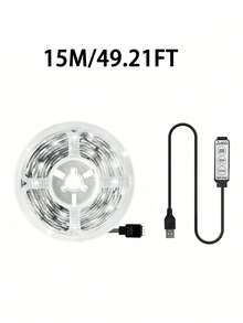 1卷RGB LED灯带,LED桌面装饰灯,自粘式,USB供电,家用照明LED灯带,多用途装饰灯,适用于节日、家居装饰、氛围照明、电视和电脑背光,建议长度1米至5米(无遥控器,按钮在数据线上) - 彩色光 - 查看 15