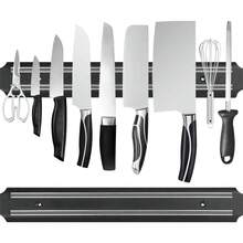 20/33厘米磁性刀架，可壁挂安装 | 磁性刀架，适用于工具和刀具 | 适用于壁挂安装的吧台刀磁铁，多功能磁性刀条厨房刀架，可用于收纳厨房、车库、工作室工具 - 黑色 - 查看 4