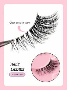 7对透明带柔软自然猫眼效果假睫毛，化妆工具，增长型，蓬松仿貂毛假睫毛，条状假睫毛，睫毛，假睫毛