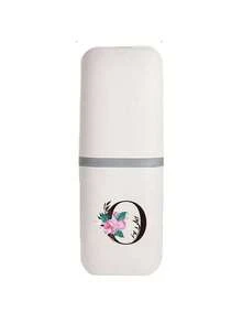 1pc A-Z Initial Floral Travel Toothbrush Holder, 2-In-1 Portable Toothbrush & Toothpaste Storage Cup, Personalized Letter Bathroom Storage Box For Travel, Business Trip, Camping, School, Suitable For Easter, Mother's Day Gifts - Multicolor - View 31
