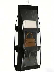 Nonwoven Fabric Visible Bag Dust Cover Storage Bag, Hanging Rotatable Wallet Handbag Storage Rack, Large Capacity Transparent Hanging Rack Bag Storage Rack, Bedroom Wardrobe Cabinet Space-Saving Storage Bag. - Multicolor - View 15