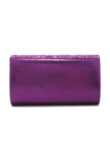 Shiny Evening Clutch, Elegant Fashion Envelope Bag, Ladies Wedding Party Handbag - Purple - View 3