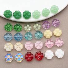 30/50pcs 10mm Clear Faceted Acrylic Four-Leaf Clover Beads With Holes For DIY Bracelet & Phone Strap Making, Lucky Charm Accessories.