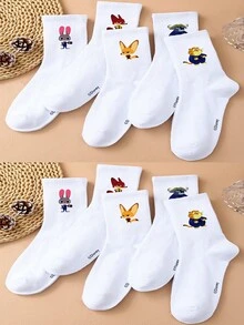 Disney 1/5/10 Pairs Unisex Cartoon Crew Socks, Zootopia Movie Themed Funny Patterns, Cute Cartoon Design, Suitable For Daily Wear, Providing All-Day Comfort And Good Elasticity - Multicolor - View 12