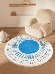 1 pieza Alfombra redonda de imitación de lana inspirada en la dopamina, de color azul claro, suave y cómoda para la sala de estar, el dormitorio, el estudio, el vestidor, adecuada para varios tamaños - Multicolor - Ver 14