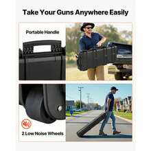 Hard Rifle Case, Lockable Rifle Case With Pre-Cut Foams, 40 In Gun Storage With Wheels, IP67 Waterproof & Dustproof Movable Large Pistol Storage For Rifles, Shotguns, Airsoft Guns, Black - 40*12.7*5.4inch black - 查看 7