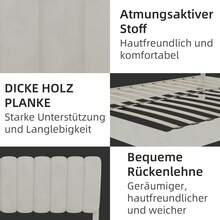 Modern And Minimalist Upholstered Bed With Plush Headboard, 140x200 Cm, Beige, Multifunctional Bedroom Furniture, Low Slatted Base Without Storage (Without Gas Spring), Mattress Not Included. - Beige + Fabric + Metal + Memory Foam - View 6