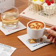 1pc Embroidered Coaster Couple Birthday Gift Home Decor Pendant Self Embroidered Coffee Coaster - Multicolor - View 2