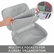 Fireproof Document Bag With Lock 3-Layer Water-Resistant Zipper Portable File Storage Case For Laptop Certificates Travel Home Office Organizer - Grey - View 8