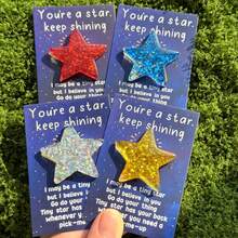 1/4/5个装励志树脂星星装饰品,配有激励语录“你是一颗闪亮的星星,继续闪耀”,是考试、手术、困难时期、祝愿好运、感恩节、生日、情人节的安慰和鼓励礼物。 - 彩色 - 查看 7