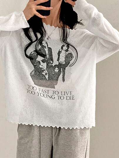 新款印花不对称领长袖女式衬衫