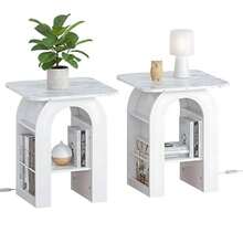 3-Piece Living Room SetCoffee Table And 2 End Tables Modern Marble And LED RGB Lighting Scratch-Resistant For Living Room Dining Room Office - 18.9" W - View 1