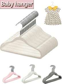 Premium 11.8-Inch Children's Hangers, Pack Of 20, Gray Baby Velvet Hangers, Non-Slip, Space-Saving Felt Hangers, Wardrobe Clothes Organizer, With 360° Swivel Hooks, Suitable For Children, Toddlers, And Teenagers - Multicolor - View 1