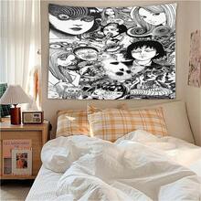 Japanese Horror Manga Tapestry Unlimited Ito Junji Wall Hanging Creepy Aesthetic Witchcraft Supplies Anime Room Decor - White - View 3
