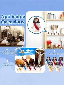 40个/迷你耶稣玩偶，耶稣爱你，耶稣模型，小耶稣玩偶，捉迷藏，周日派对礼物（颜色随机），迷你耶稣，基督教模型，小型模型，基督教模型，派对礼物，耶稣，模型，耶稣礼物，适合复活节装饰，礼物，摆件，可爱卡通桌面摆件，感恩节，情人节，返校季礼物等 - 彩色 - 查看 6