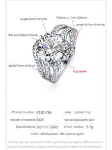 1pc S925 Sterling Silver Jewelry - D Color Moissanite Ring - Jewelry For Women - Valentine's Day Gift - 1 Carat, 2 Carat, 3 Carat, 5 Carat