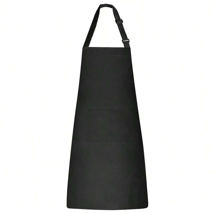 Chef Apron Bib Apron With 2 Large Pockets Adjustable Neck Strap Kitchen Apron CooFKing Apron Stripes BaFKing Apron - Black - View 1