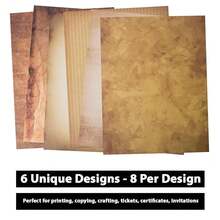 48 Aged Paper -Vintage Letter Papers With Classic Aged Paper Designs- Six Old LooFKing Styles Perfect For Vintage Letters - Vintage Printing Paper, Vintage Writing Paper, 8.5 X 11 Inches (Pack Of 48) - 48AGEDPAPER - 查看 4