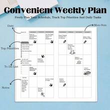 Travelers Notebook Inserts With PVC Sleeve,Undated Weekly Planner,Weekly To Do List Notepad,30 Sheets,8.25\ X 4.25\,Pocket Notebook For Journals,Dis,Planners,Pink Cat - PinkCatPVCSleeveHolder & WeeklyPlanNotebook - View 5
