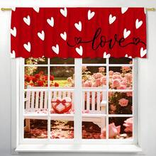 1pc Valentine's Day Kitchen Curtains - Classic Farmhouse Rod Pocket Style With Red Hearts & Love Decor, Romantic Window Treatment For Country Homes - Multicolor - View 4