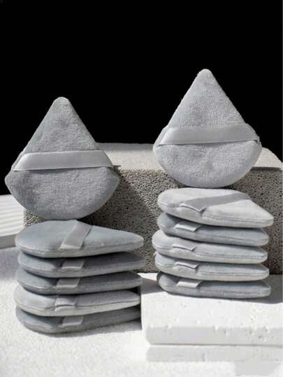 10 Peças Esponja de Maquiagem em Formato de Triângulo de Veludo em Pó de Pizza, Esponja Facial Mini, Lavável, Leve, Adequada para Todos os Tipos de Pele, Ideal para Aplicar Pó Úmido e Seco, Ótima para Iniciantes em Maquiagem