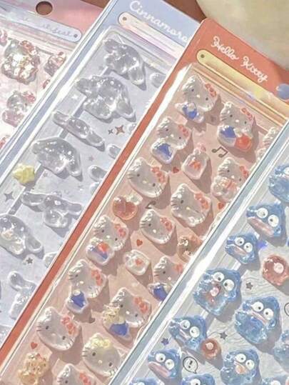 3D卡通人物夜光浮雕贴纸，可爱创意儿童玩具贴纸，批发