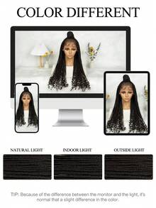 A ANYTIME 26 Inch Black Bohemian Braided Wig, Curly Ends, Heat Resistant Synthetic Fiber, Breathable Cap, Suitable For All Women, Fashionable African Curly Hairstyle, Multifunctional Wig - Elegant Wig