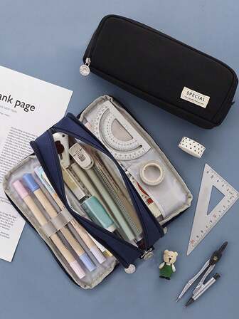 Japansk och koreansk stil flerfärgad pennfodral med stor kapacitet, brevpappersask, pennficka, present till, studenter, pojkar och flickor tillbaka till skolan, tillbaka till skolan, skolmaterial, pennficka, skolväska