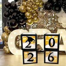 2026届毕业派对装饰 - 4个黑色气球盒，印有“GRAD 2026 So Proud Of You”字样，纸质气球花环，无需用电，不含羽毛，毕业典礼用品 - 彩色 - 查看 20