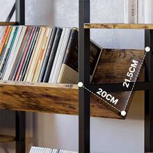 Estanterías y libreros estantería industrial triple de 4 niveles, con estantes abiertos para tocadiscos con marco de metal para sala de estar y oficina en casa, color marrón vintage - Caqui - Ver 7