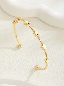 1 Peça Pulseira Elegante e da Moda em Aço Inoxidável Dourado, Pulseira Infantil, Pulseira Decorativa para Festa, Acessório de Presente, para Família e Amigos - Dourado - Visão 2