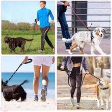 Set de 2 Correas para Perro de 2 M con Mango Acolchado y Costuras Reflejantes para Perros, Correa Giratoria Resistente y Duradera Que no se Enreda, Apto para Perros Pequeos y Medianos - 2m+negro1+rosa - Ver 8