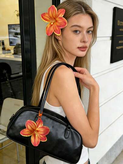 Orchid Flower Keychain,Cute Flower Bag Charms,Good Lucky Hawaiian Tropical Keyring Decor Beach Accessories Gifts, Cute Bohemian Style Tropical Flower Resort Beach Bag Charm Keychain, Elegant Accessory, Party And Holiday Gift, Car Keychain, Summer Essential Fashion Accessory, For Shoulder Bags, Cross-Body Bags