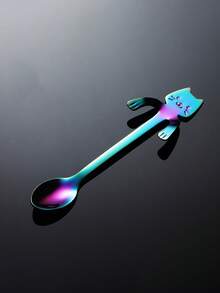 Stainless Steel Mini Cute Cat Shaped Mixing Spoon, Suitable For Stirring Desserts, Beverages And Milkshakes, Hanging Coffee Spoon (Multiple Colors Available) - Multicolor - View 8