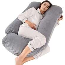 Almohada de Embarazo en Forma de U - Soporte Ergonómico para Vientre/Espalda/Piernas | Terciopelo Gris Ultra Suave | Alivio del Dolor y Mejora la Calidad del Sueño (Gris),38953652 - Multicolor - Ver 1