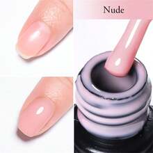 Mtssii 7ml Natural Nude 2 In 1 Rubber Base Gel Nail Polish Milky Pink Jelly White Nail Camouflage Color Coat Semi Permanent Soak Off UV Rubber Gel Base For Nails Manicure Nail Supplies Nail Art Design For Home Salon Gift For Women - 裸色 - 查看 3