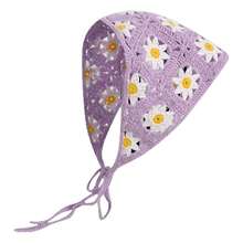 Crochet Bandana Head Kerchief Knitted Hair Scarf Boho Vintage Headbands Triangle Hair Tie Handmade Floral Hair Headwrap - 樣式15 - 查看 2