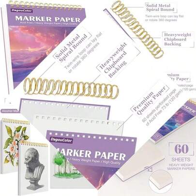 Artist Drawing Book With Acid-Free Double-Sided Bleedproof Marker Papers For Adults And Kids, Ideal For Sketching And Illustrating